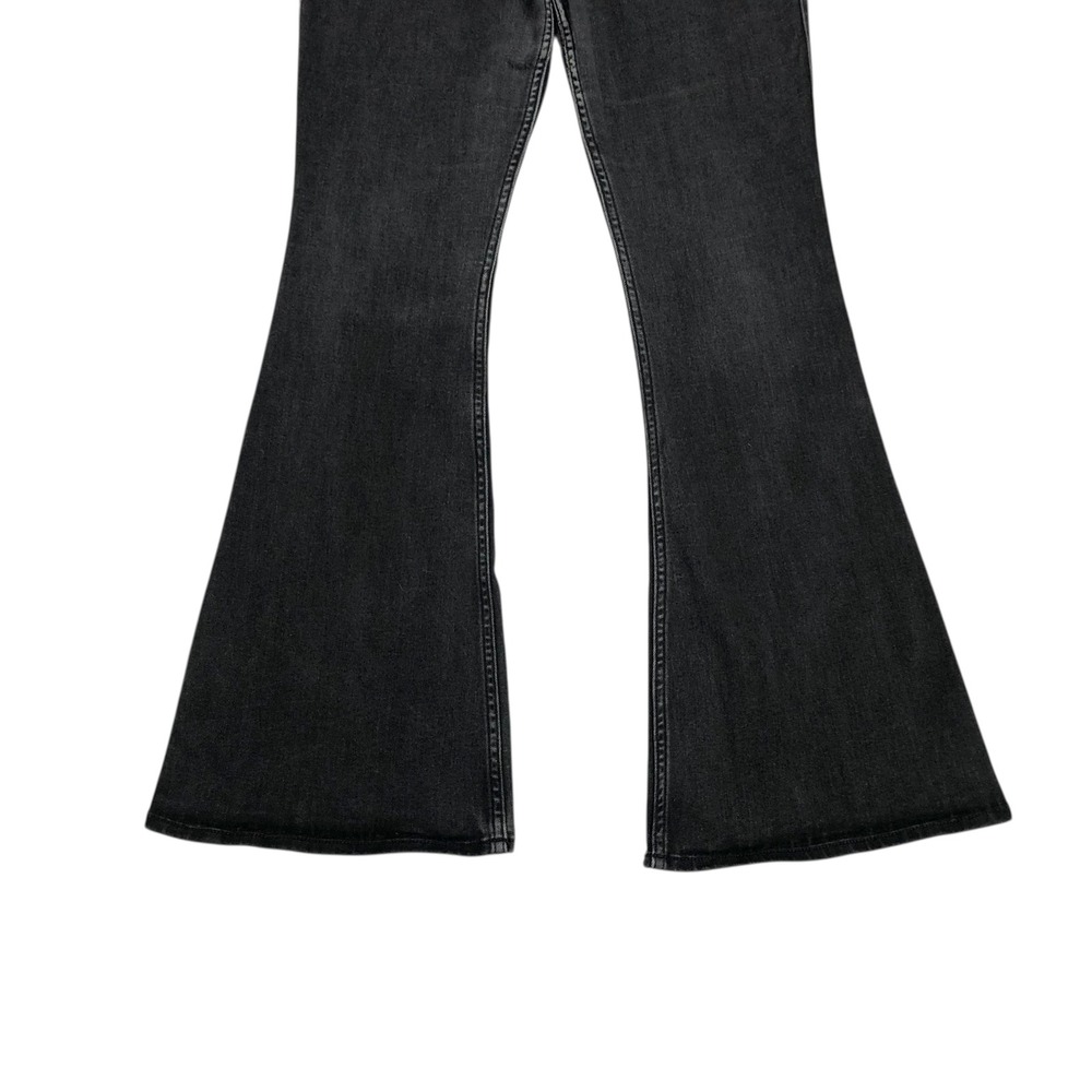 Hollister High Rise Flare Jeans Black Wash Soft Stretch Size 10L W30L Boho Retro - Picture 6 of 9